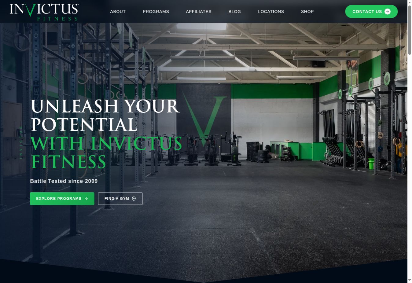 invictus — Homepage public website screenshot